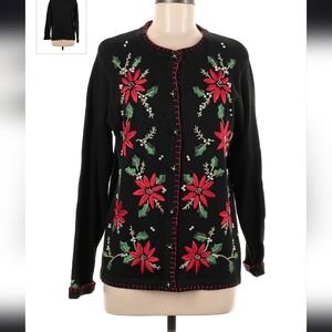 Victoria Jones Vintage Christmas sweater cardigan Size XXL